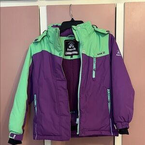Kamik Kids Insulated Ski Vibrant Purple and Mint Jacket